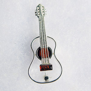 Broche Guitare - bijou ambre et argent